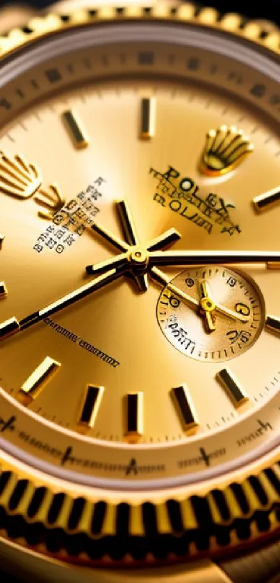 Luxurious gold watch with detailed dial.