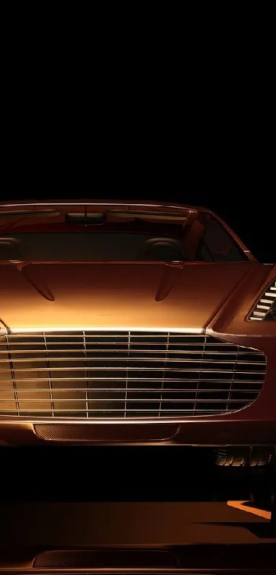 Luxurious golden car on a dark background, perfect for mobile wallpaper.