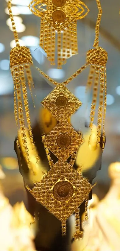 Luxurious gold jewelry displayed elegantly in soft light.