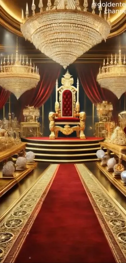 Lavish wallpaper showing a grand golden throne room.