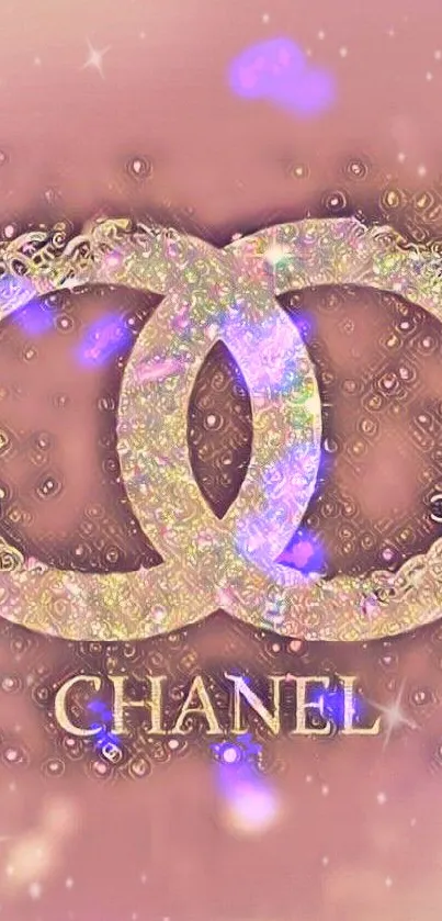 Luxurious pink Chanel logo wallpaper.