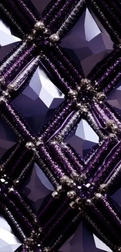Luxurious purple gem pattern wallpaper with sparkling geometric design.