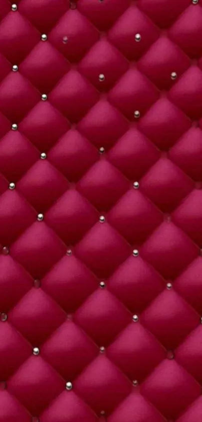 Luxurious red quilted diamond texture wallpaper with metallic accents.