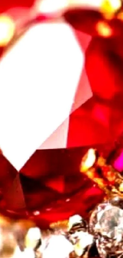 Luxurious red gemstone in sparkling jewelry art wallpaper.