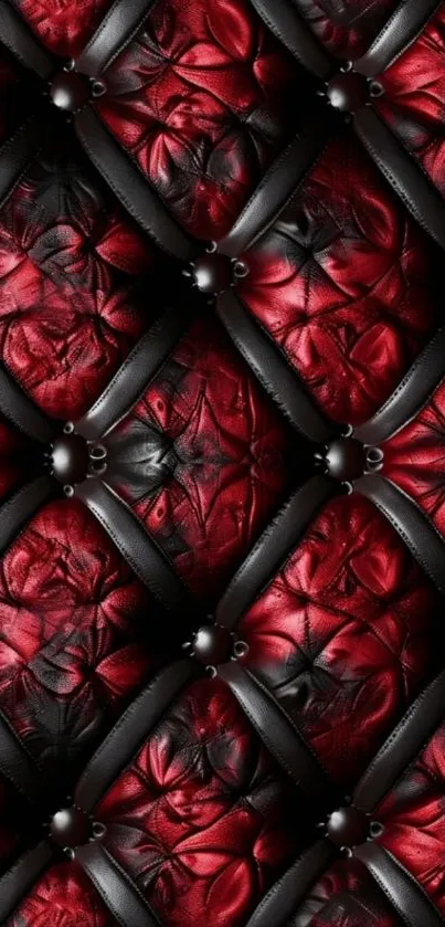 Red and black leather diamond pattern wallpaper.