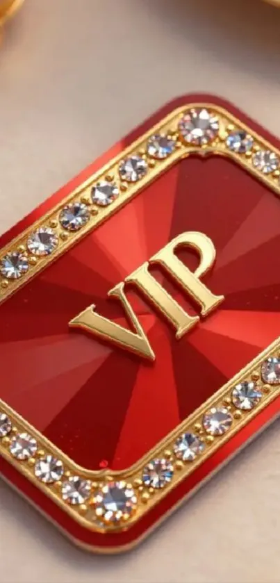 Luxurious red and gold VIP card with diamond accents.