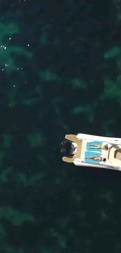 Luxurious yacht floating on deep blue sea, mobile wallpaper.