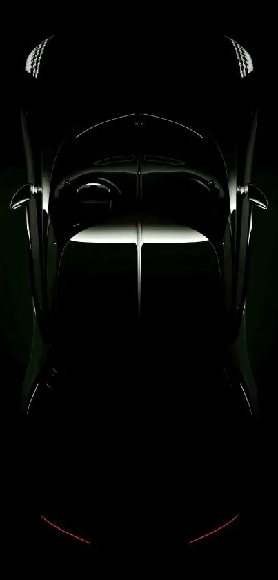 Silhouette of a luxury car in minimalistic black and white design.