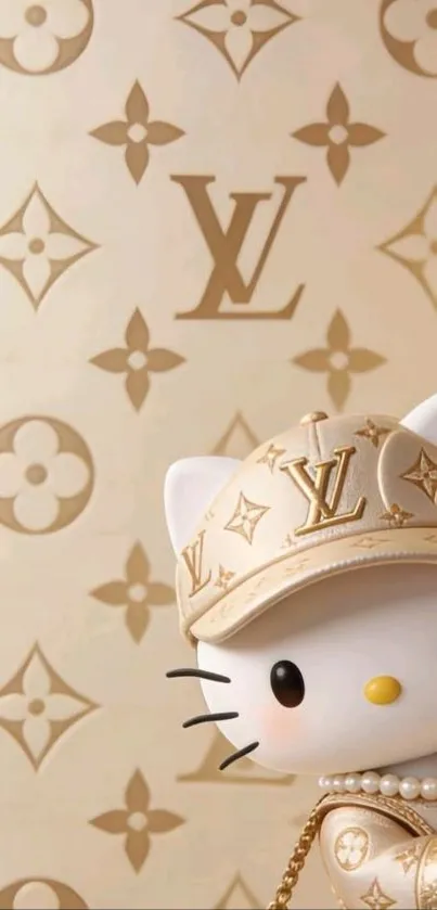 Luxury themed cartoon wallpaper with beige tones.