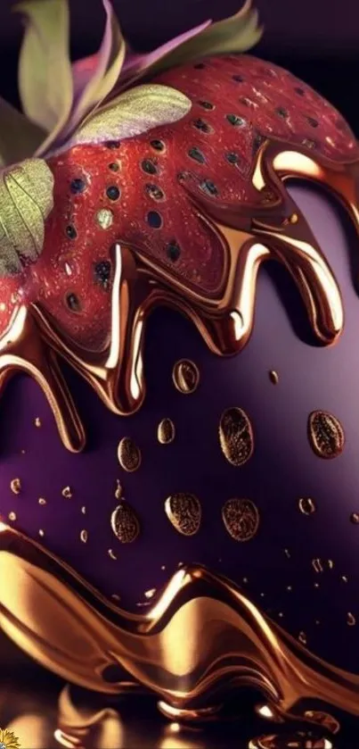 Luxurious chocolate-covered berry art on a vibrant background.
