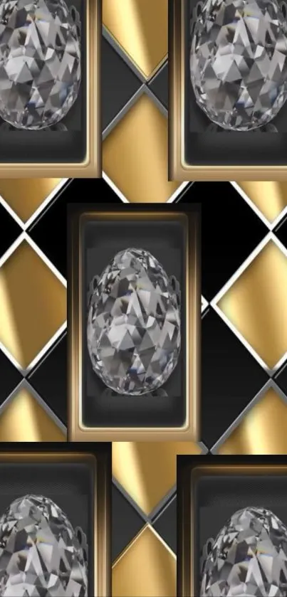 Luxury diamond and gold pattern wallpaper for mobile.
