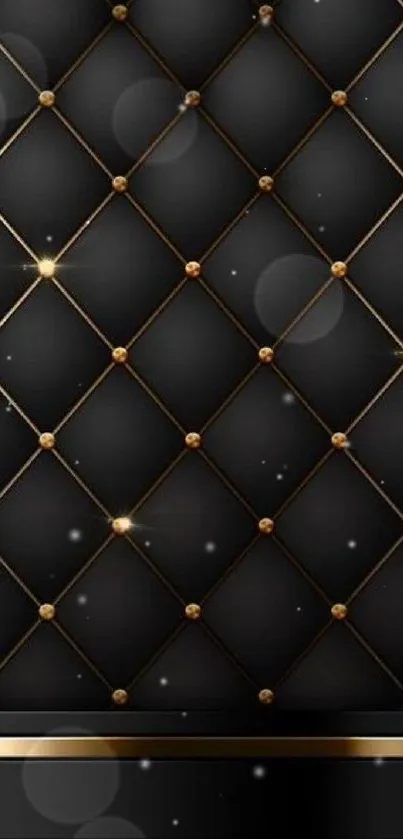 Luxury black and gold geometric wallpaper for mobile.