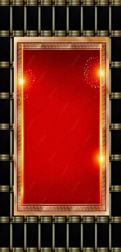 Luxurious red and gold framed mobile wallpaper.