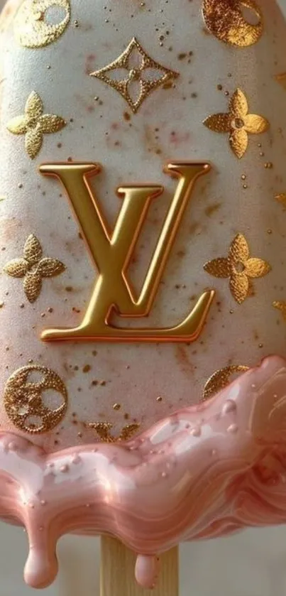 Luxury ice cream wallpaper with gold accents.