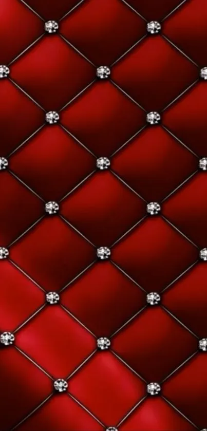 Luxury red quilted pattern with diamond accents, perfect for phones.