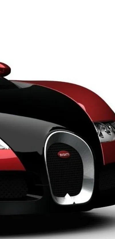 Close-up of a sleek red and black sports car for mobile wallpaper.