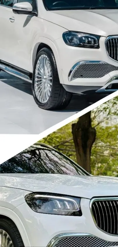 Luxury SUV car displayed in two unique angles for a stylish wallpaper.