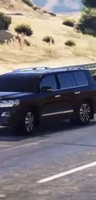 Luxury SUV driving on a scenic road