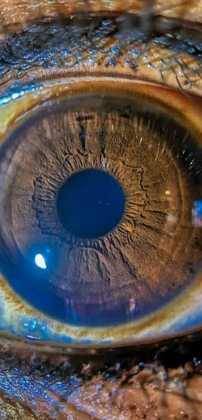 Closeup macro of a detailed brown eye.