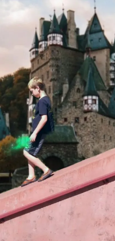 Child with magic power at a medieval castle.