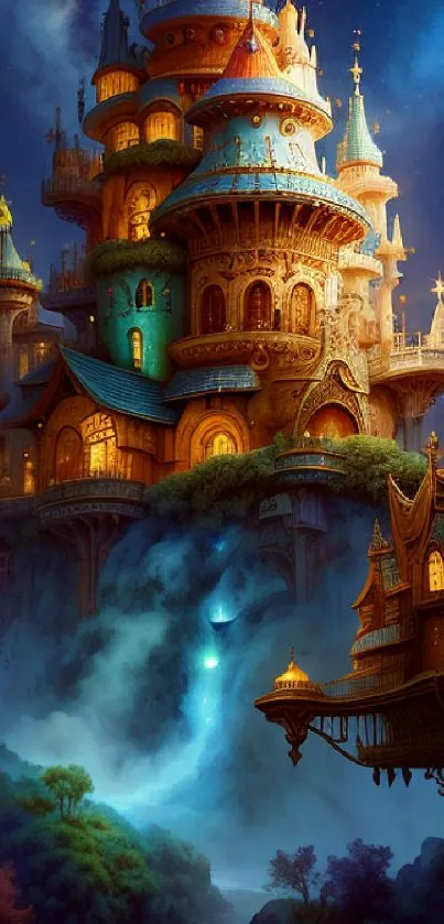 Magical fantasy castle in a mystical night.