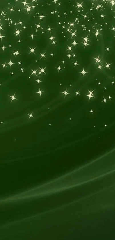 A magical green wallpaper with twinkling star details.