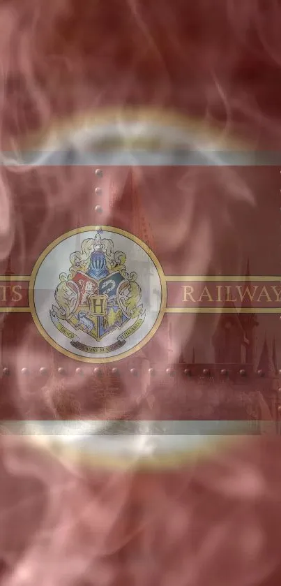 Hogwarts Railway mobile wallpaper with dark red mystical theme.