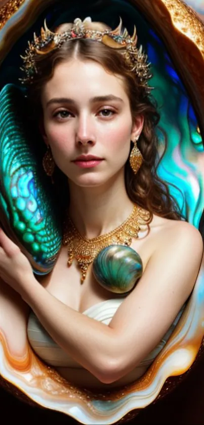 Mesmerizing mermaid portrait with vibrant turquoise colors, perfect for mobile wallpaper.