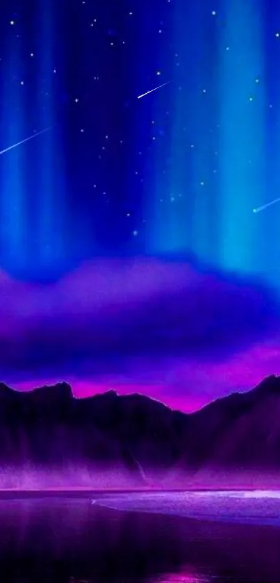 Magical night sky wallpaper with stars and aurora hues.