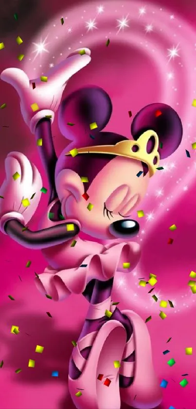 Magical princess cartoon on pink background wallpaper.