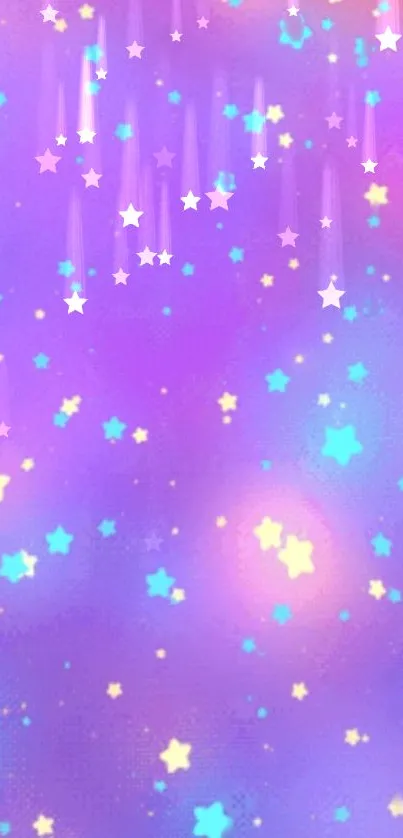 Dreamy star-filled purple sky mobile wallpaper with magical effects.