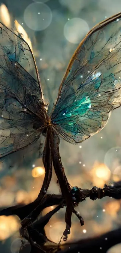 Enchanting butterfly wings on a fantasy bokeh background.