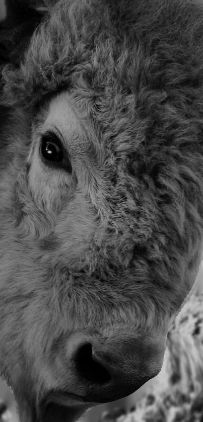 Black and white bison mobile wallpaper.