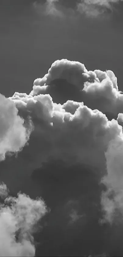 Serene black and white cloud wallpaper for mobile phones.