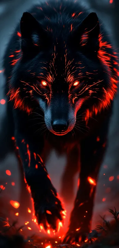 Majestic Black Fire Wolf Live Wallpaper