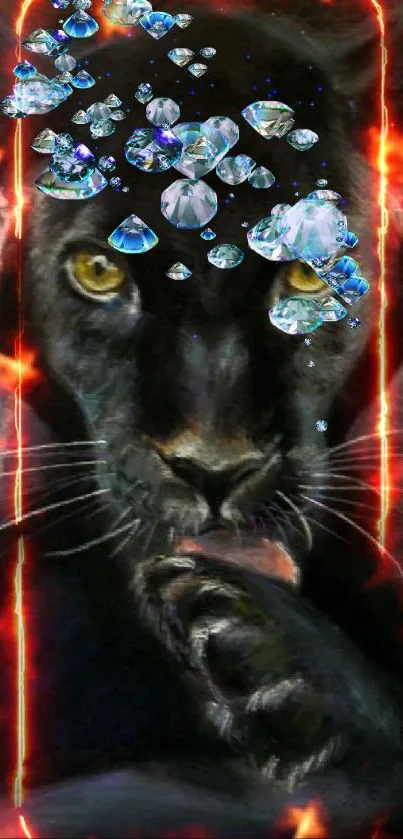 Digital artwork of a majestic black panther with striking eyes.