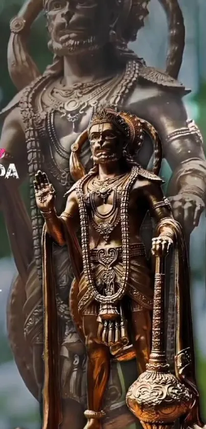 Majestic bronze statue on mobile wallpaper.