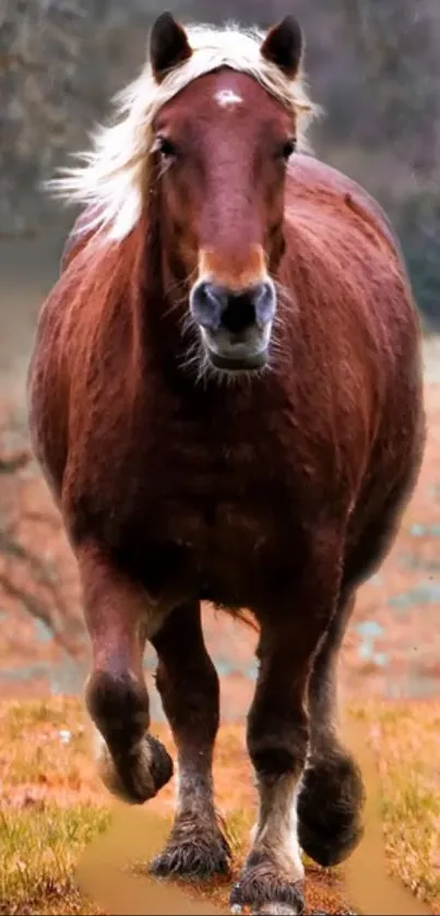 Majestic brown horse in natural setting, showcasing its strength and beauty.