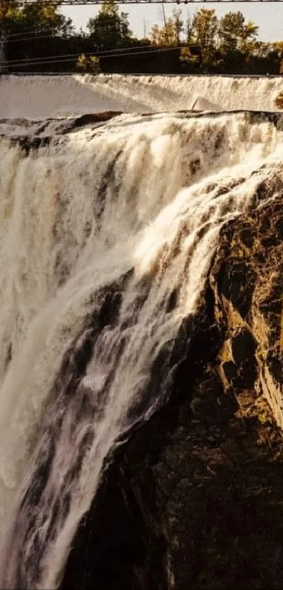 Stunning Canadian waterfall cascading amidst lush greenery.