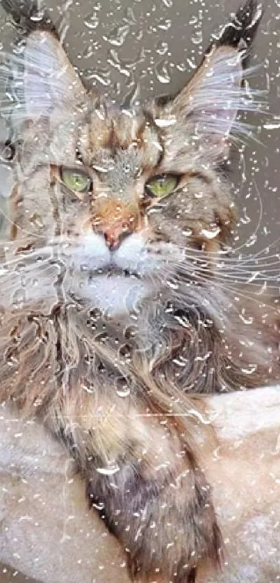 Majestic tabby cat relaxing in a plush bed with a calm expression.