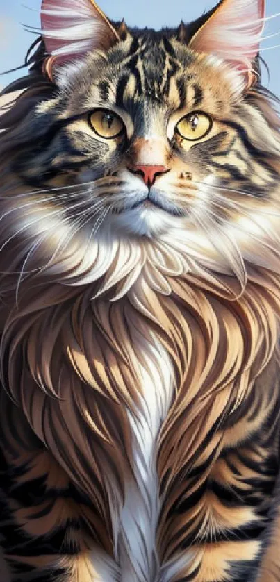 Majestic Maine Coon cat wallpaper with detailed fur and vibrant colors.
