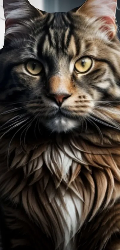 Majestic Maine Coon cat mobile wallpaper.