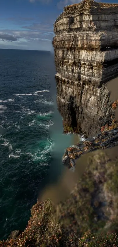 Majestic cliff with ocean view wallpaper.