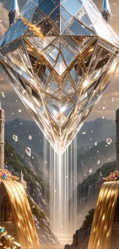 Fantasy setting with crystal castle.