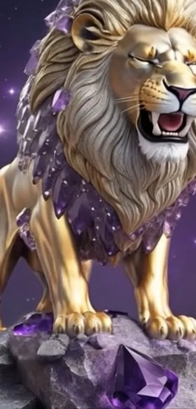 Majestic lion with crystal mane artwork.