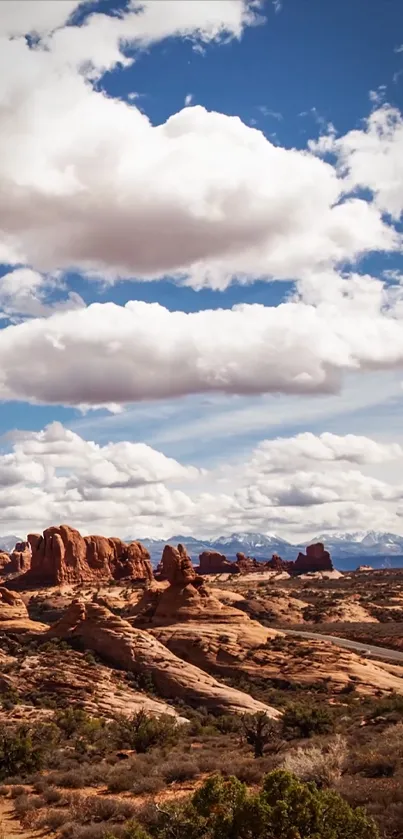 Desert rock formations under a cloud-filled sky.