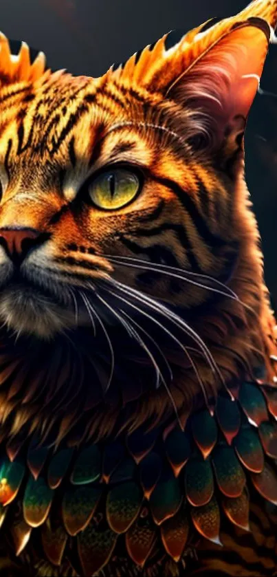 Stunning digital art of a majestic cat with vibrant colors and intricate details.