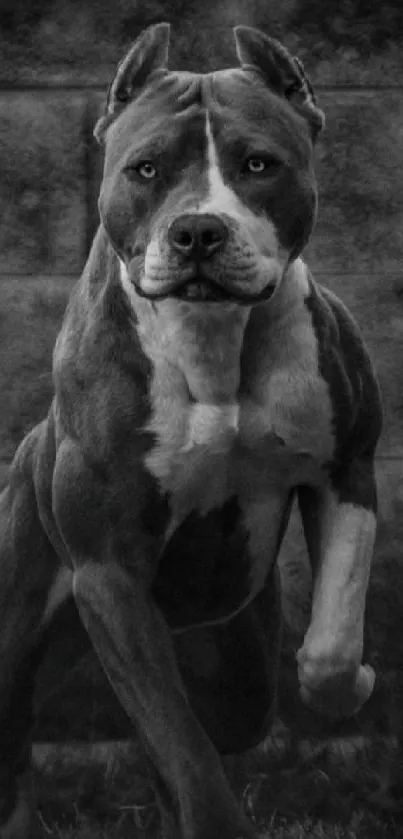 Majestic dog in black and white portrait wallpaper.