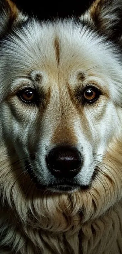 Majestic dog portrait with natural tones in wallpaper.