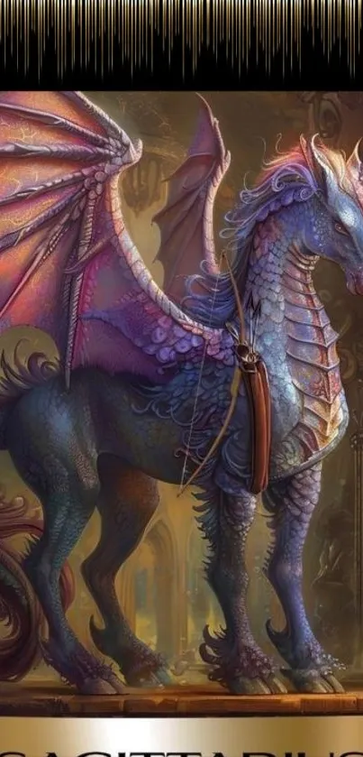 Majestic dragon with purple scales and wings in fantasy art style.